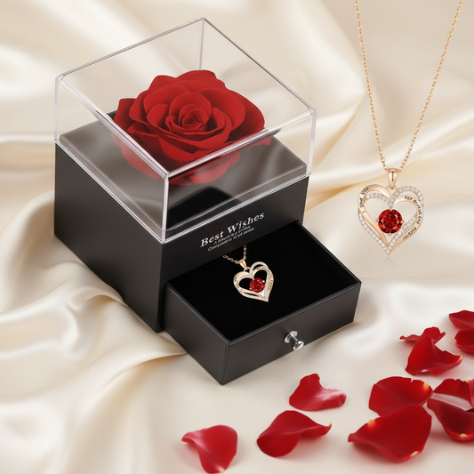 Rose Box Heart Necklace