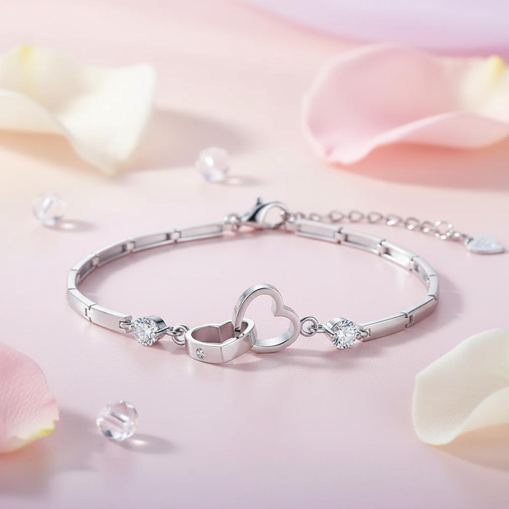 Double Heart Charm Bracelet
