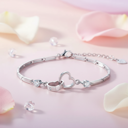 Double Heart Charm Bracelet