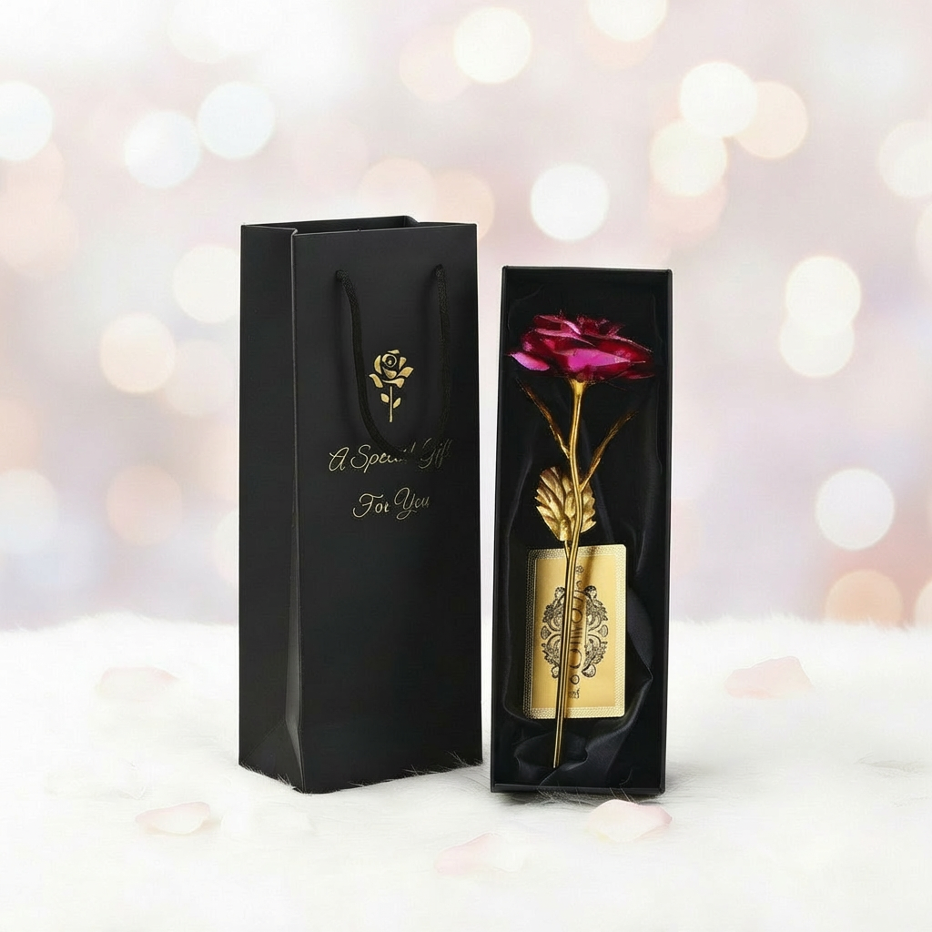 Gold Foil Rose Gift Box