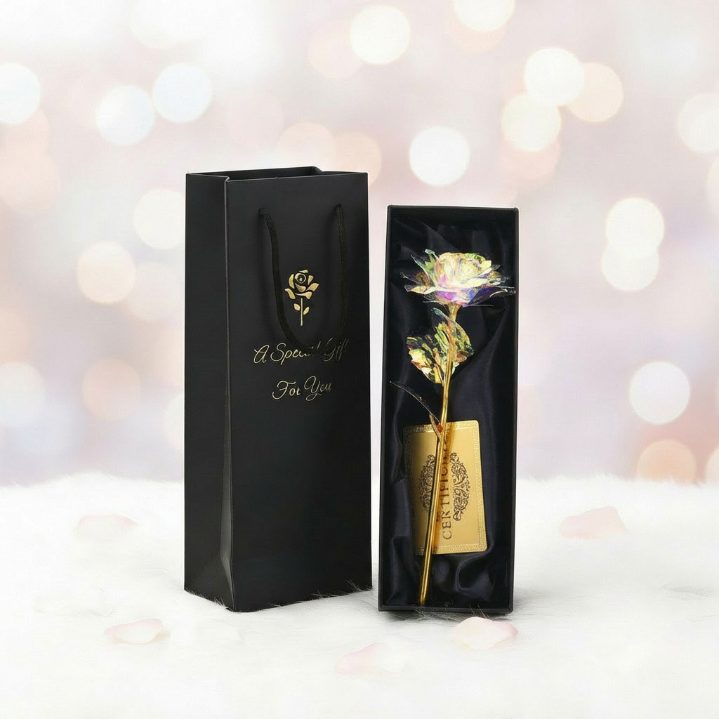 Gold Foil Rose Gift Box