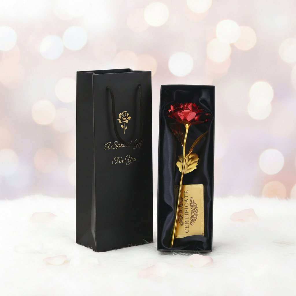 Gold Foil Rose Gift Box