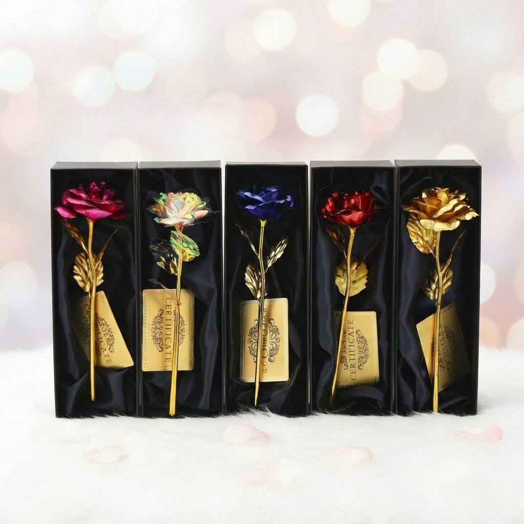 Gold Foil Rose Gift Box