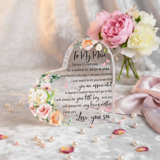 Acrylic Heart Plaque for Mom (From Son)